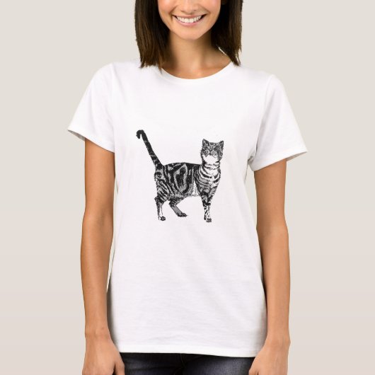 Tafelkatten schattige gestreepte huisdieren T-shir T-shirt (Voorkant)