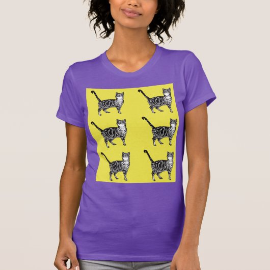 Tafelkatten schattige gestreepte huisdieren T-shir T-shirt (Voorkant)
