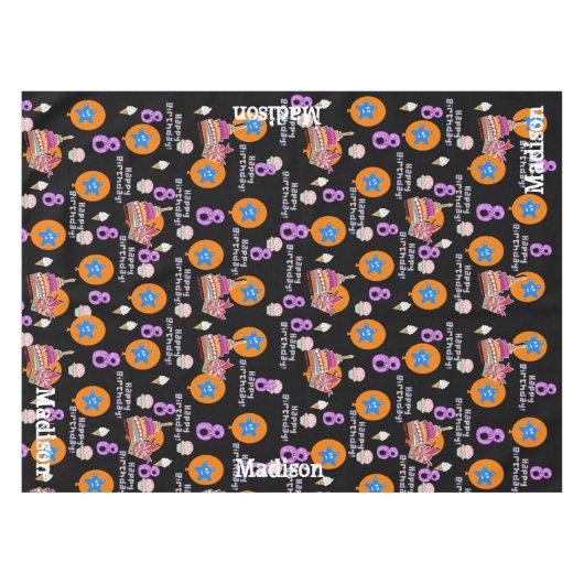 Tafelkledij, Happy 8th Birthday, #8 Black Tafelkleed (Voorkant (Horizontaal))