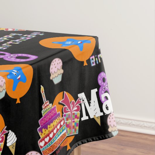 Tafelkledij, Happy 8th Birthday, #8 Black Tafelkleed (Voorbeeld)