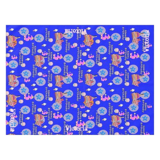 Tafelkleding, Happy 3rd Birthday, #3 Blue Tafelkleed (Voorkant (Horizontaal))