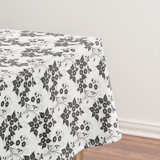 Tafelkleed "60x84" Zwart & Wit Bloemen (Voorbeeld)
