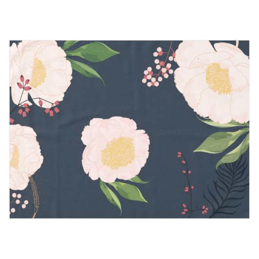 Tafelkleed Baby Roze Kosmos op Navy (Voorkant (Horizontaal))