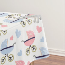 Tafelkleed Baby Wagentje Ooievaar Roze Blauwe Olif