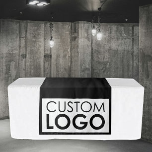 Tafelkleed banner met grote logo zwart voor pop-up wandkleed