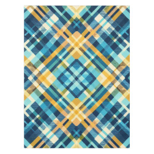 Tafelkleed Blauw Geel Plakken Ontwerp