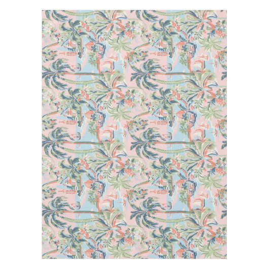Tafelkleed Blush Tropical Toile, palmscènes (Voorkant)