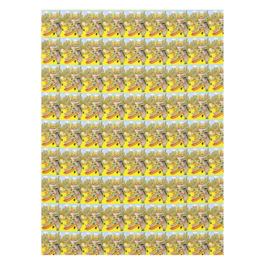 Tafelkleed Geel Mexicaans Man Donkey Dog Sombrero (Voorkant)