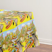 Tafelkleed Geel Mexicaans Man Donkey Dog Sombrero (Voorbeeld)