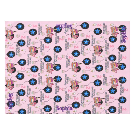 Tafelkleed, Gelukkige 2e Verjaardag, #2nd Roze Tafelkleed (Voorkant (Horizontaal))