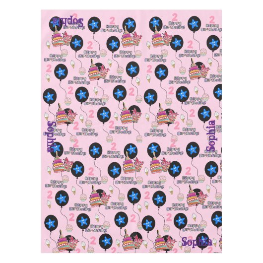 Tafelkleed, Gelukkige 2e Verjaardag, #2nd Roze Tafelkleed (Voorkant)