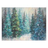 Tafelkleed Groen Kerstbomen Winter Woud (Voorkant (Horizontaal))