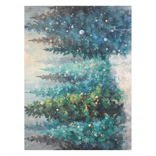 Tafelkleed Groen Kerstbomen Winter Woud (Voorkant)