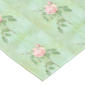 Tafelkleed Groene Streep Roze Rose Bloemen (Gekanteld)