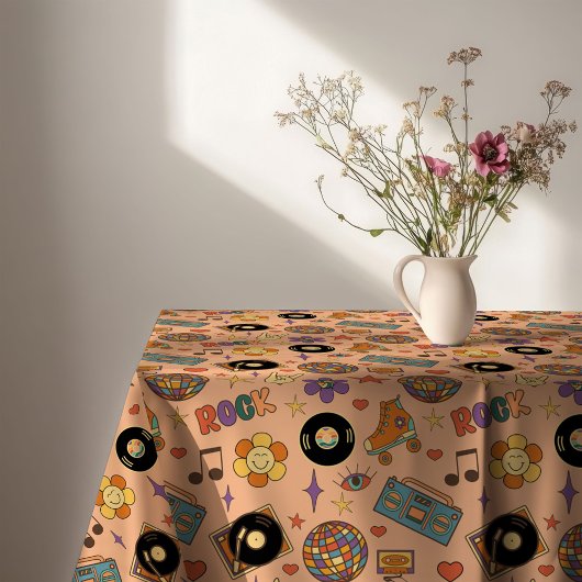 Tafelkleed in 70-jaren stijl met groovy pastel kle
