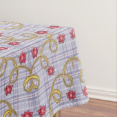 Tafelkleed, Merry Christmas Blue Plaid Rode Bogen Tafelkleed (Voorbeeld)