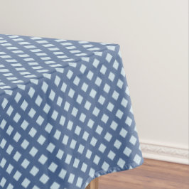 Tafelkleed met blauw dwarsdoorsnedepatroon