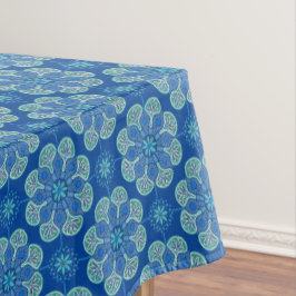 Tafelkleed met blauwe en groene medaillons