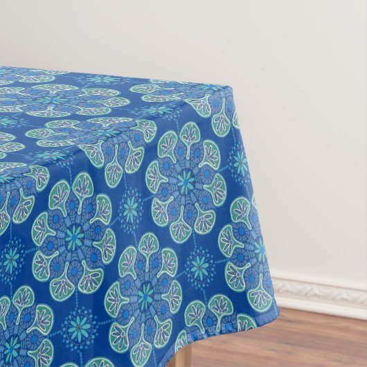 Tafelkleed met blauwe en groene medaillons (Voorbeeld)