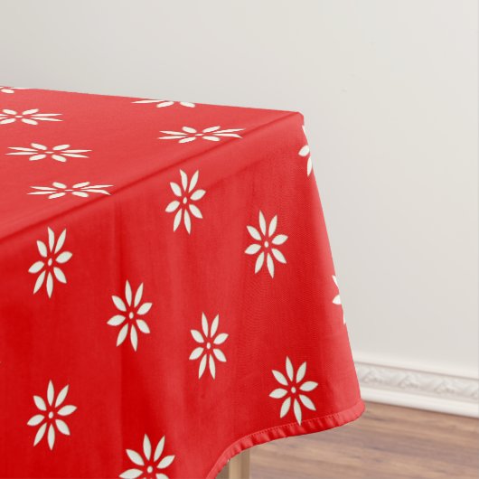 Tafelkleed met bloemen in rood en wit (Voorbeeld)