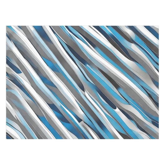 Tafelkleed met grijs, wit en blauw lijnpatroon (Voorkant (Horizontaal))