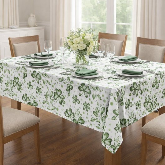 Tafelkleed met groen klaverpatroon