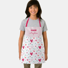 Tafelkleed met hartprint voor kleine bakster met n schort