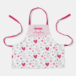 Tafelkleed met hartprint voor kleine bakster met n schort