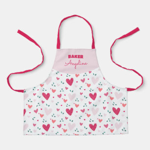 Tafelkleed met hartprint voor kleine bakster met n schort