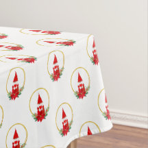 Tafelkleed met leuk kabouter- en kerstkranspatroon