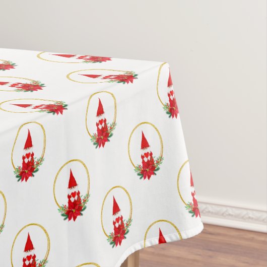 Tafelkleed met leuk kabouter- en kerstkranspatroon (Voorbeeld)
