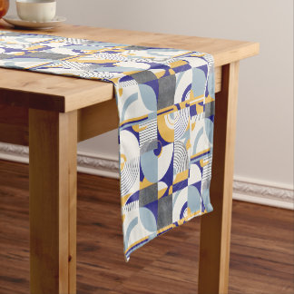 Tafelkleed met levendig blauw en geel cirkelpatroo