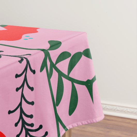 Tafelkleed met monogram rustieke chic roze bloemen (Voorbeeld)