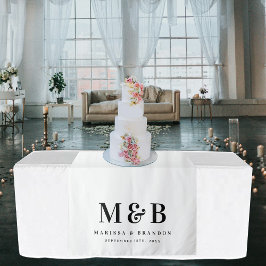 Tafelkleed met monogram voor bruidspaar bij huweli wandkleed