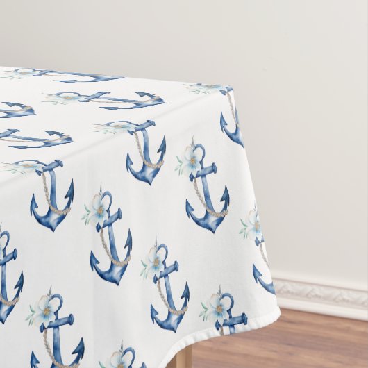 tafelkleed met nautisch Baby shower | Navy Blue Fl (Voorbeeld)