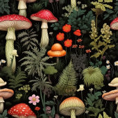 Tafelkleed met paddenstoelen in mid-century stijl