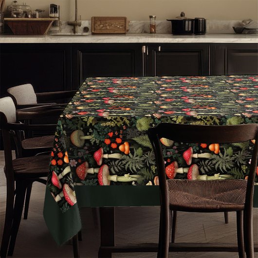 Tafelkleed met paddenstoelen in mid-century stijl