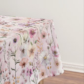 Tafelkleed met pastel wilde bloemen – Stof roze (Voorbeeld)