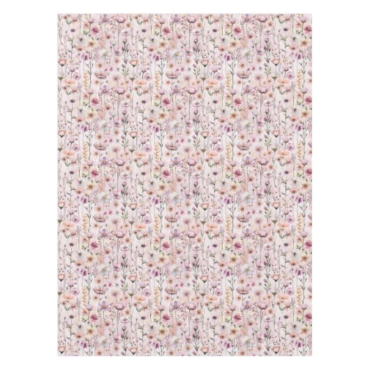 Tafelkleed met pastel wilde bloemen – Stof roze Wi (Voorkant)