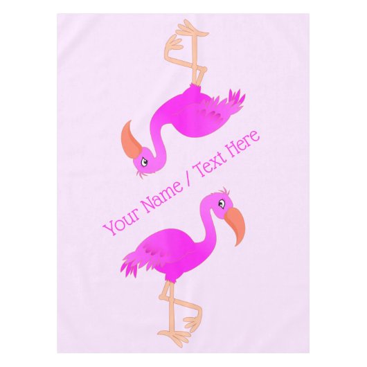 Tafelkleed met Roze Flamingo en aangepaste tekst (Voorkant)