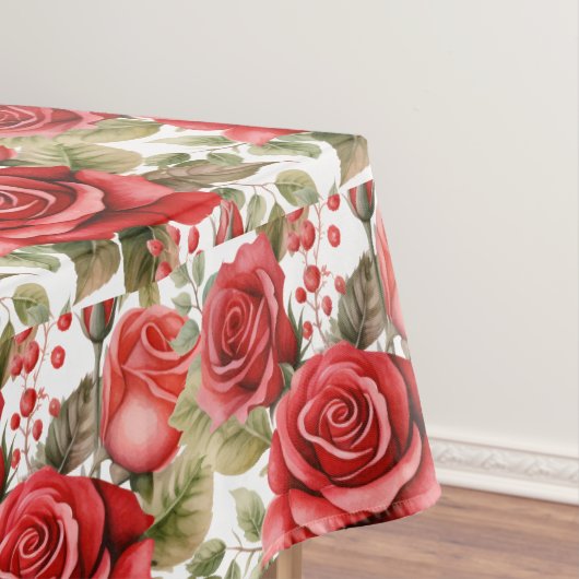 Tafelkleed met stijlvolle rode rozen (Voorbeeld)