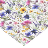 Tafelkleed met wilde bloemen roze paars bloemmotie (Hoek)