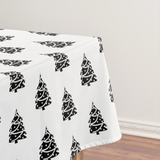 Tafelkleed met zwarte en witte kerstbomen (Voorbeeld)
