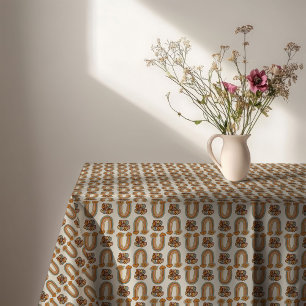 Tafelkleed mid-century koper & roze bloemstijl