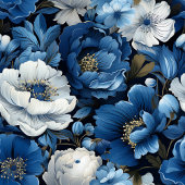 Tafelkleed Navy Bloemen Blauw en Wit