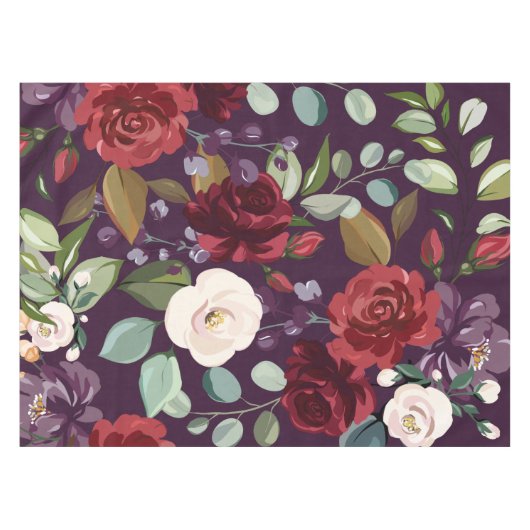 Tafelkleed Pruim Paarse Rozen Goud Geometrisch (Voorkant (Horizontaal))