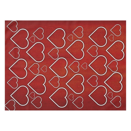 Tafelkleed Rood & Wit Harten (Voorkant (Horizontaal))