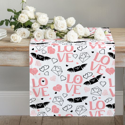 Tafelkleed Roze Zwart Liefde Tekst Bruiloft