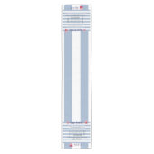 Tafelkleed Runner Blauw Wit Streep Gelukkig Verjaa (Voorkant)