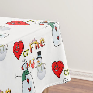 Tafelkleed Valentijnsdag Hartvuur Sneeuwman